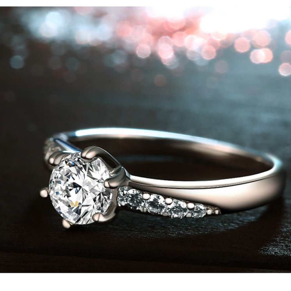 White Gold Austrian Crystal Infinity Ring - Picture 6 of 6